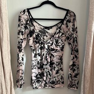 Karen Kane Sheer Floral Mesh Top, Size Small